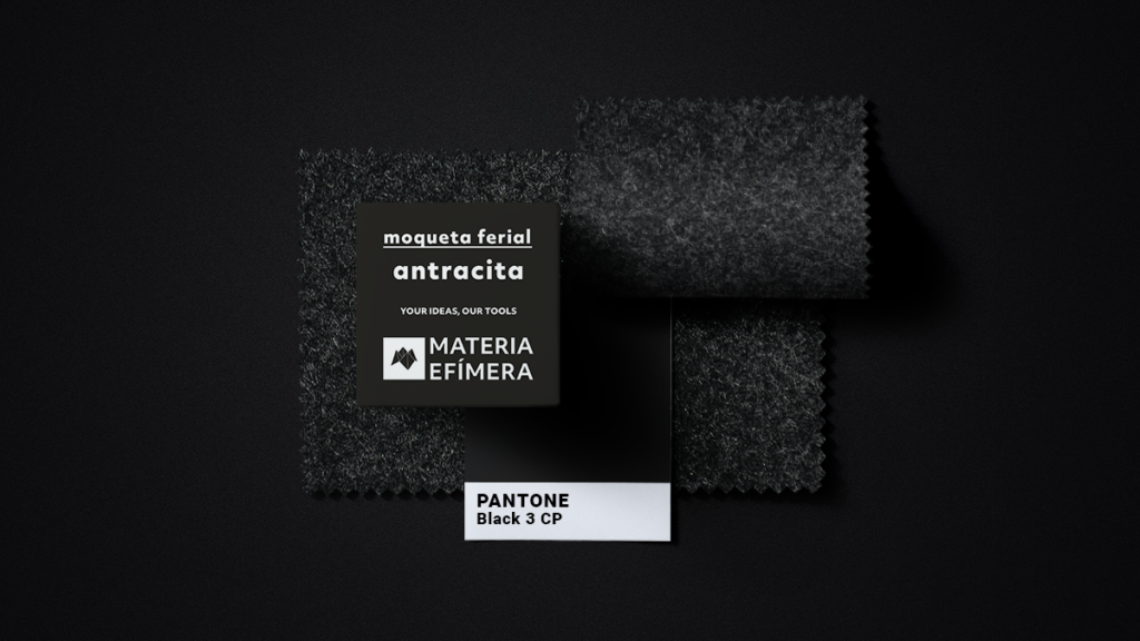 Moqueta ferial antracita - Muestra moqueta color antracita -PANTONE Black 3 CP -MATERIA-EFÍMERA-STANDS
