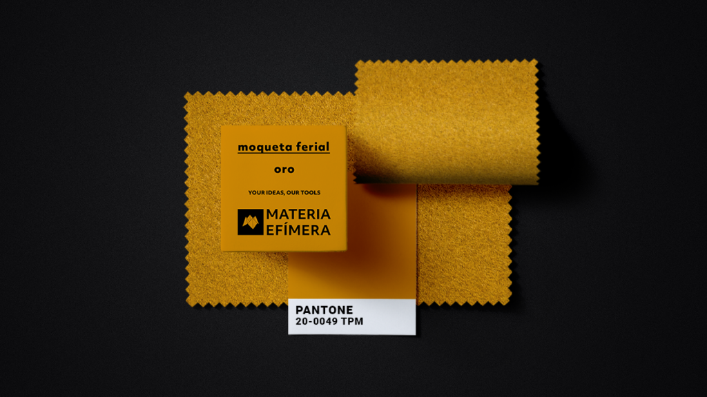 Moqueta ferial oro- Muestra moqueta color oro -PANTONE 20-0049 TPM-MATERIA-EFÍMERA-STANDS