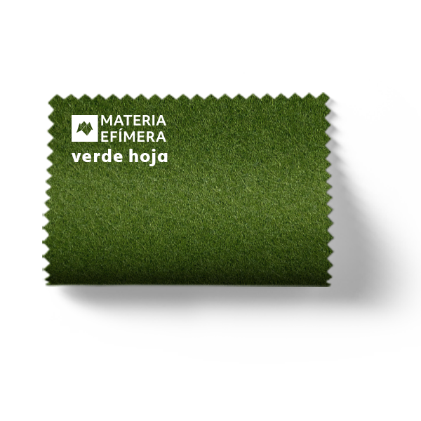 Moqueta ferial verde hoja- Muestra moqueta color verde hoja-PANTONE 2280 C-MATERIA-EFÍMERA-STANDS