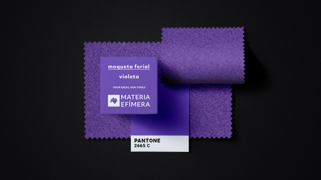 Moqueta ferial violeta- Muestra moqueta color morado violeta-PANTONE 2665 C-MATERIA-EFÍMERA-STANDS